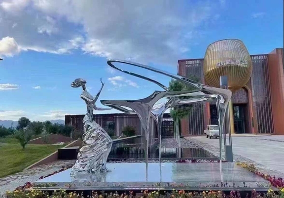 পার্ক সজ্জা জন্য সমসাময়িক ধাতু ভাস্কর্য স্টেইনলেস স্টীল আর্টওয়ার্ক