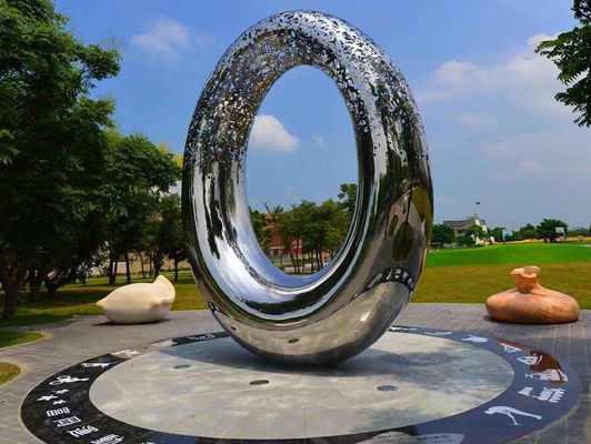 quality 316L স্টেইনলেস স্টীল আউটডোর মেটাল ভাস্কর্য মিরর ফিনিস পৃষ্ঠ এবং বিমূর্ত নকশা সঙ্গে factory