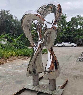 ODM 2.5 মিটার উচ্চতা কাস্টম অ্যাবস্ট্রাক্ট স্টেইনলেস স্টিল ভাস্কর্য বাগান সজ্জা